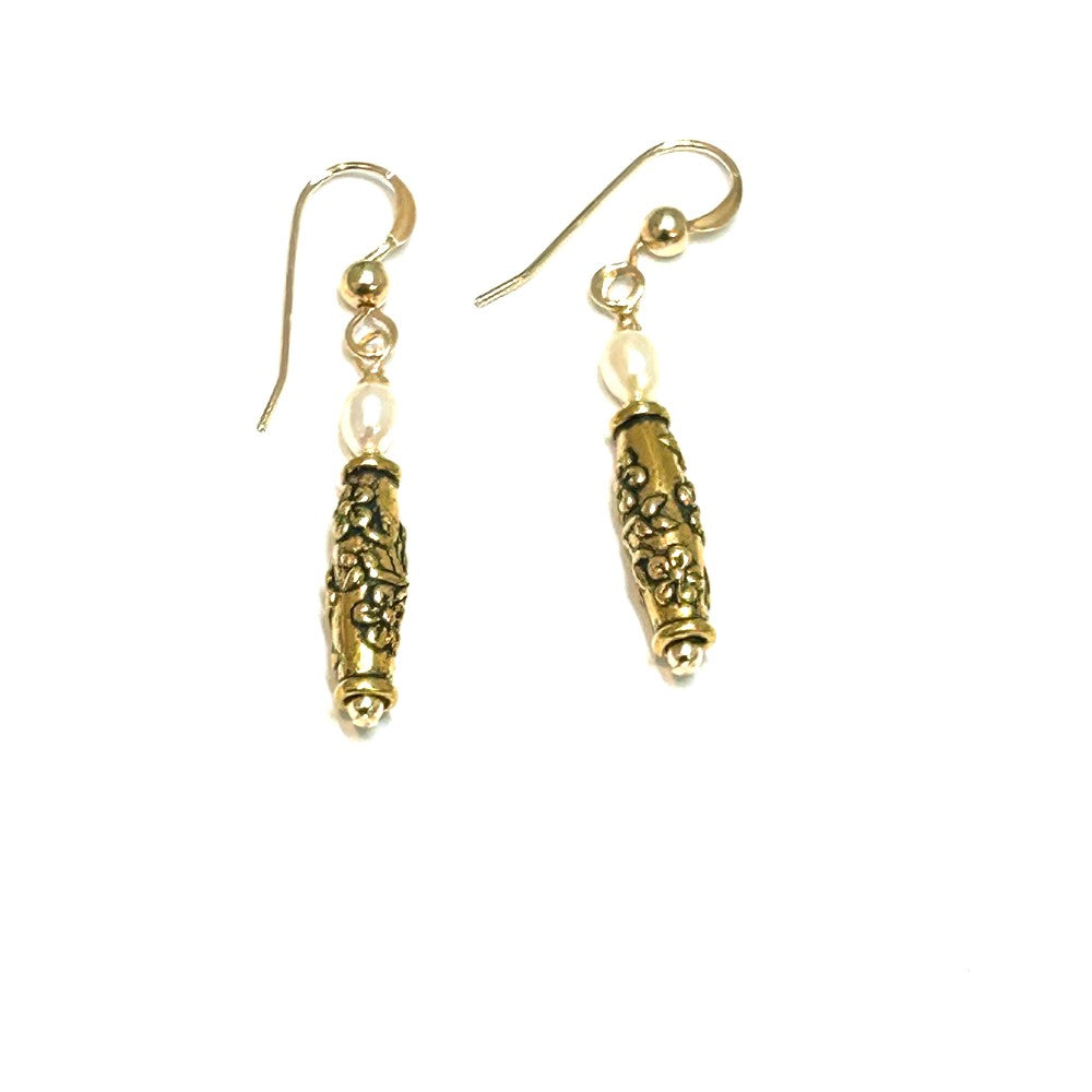 Pewtered Pearl Earrings 14K Gold Filled|3802