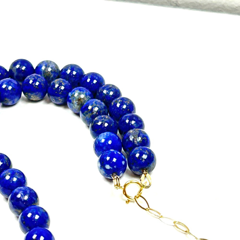 Lapis Lazuli & Cloisonné Floral Bead Necklace - by Sarita Kamat Designs|5392