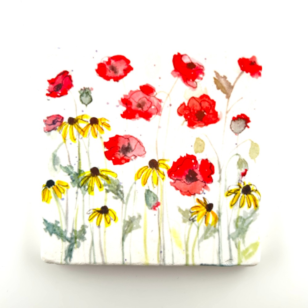Poppies & Black Eyed Susan Coaster - Printed at Artem|4493