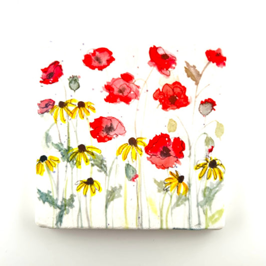 Poppies & Black Eyed Susan Coaster - Printed at Artem|4493