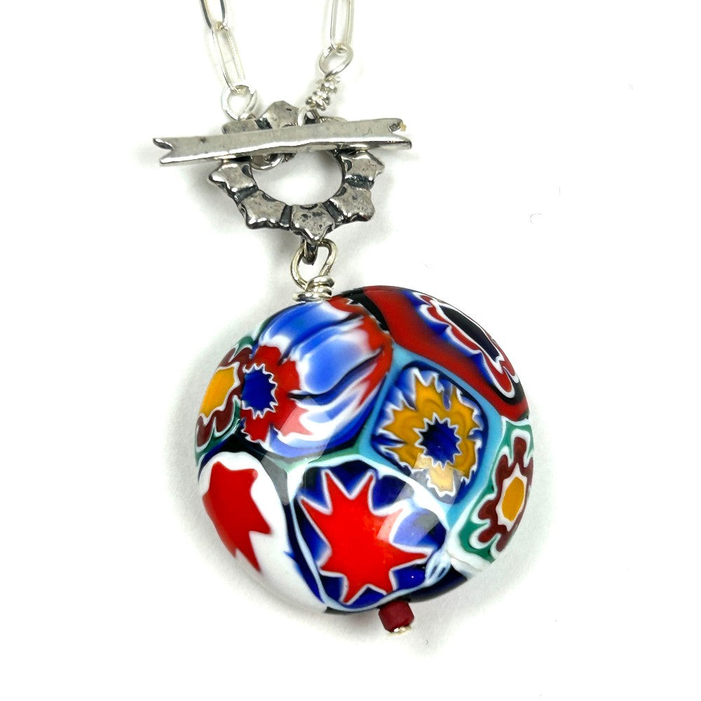 Millefiori Glass Pendant Necklace - by Sarita Kamat Designs|5388