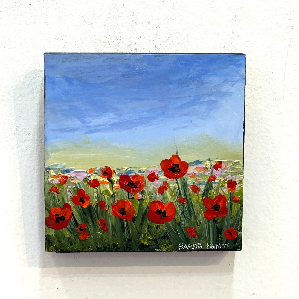Where Poppies Dance – Original Acrylic Poppy Painting by Sarita Kamat|5533