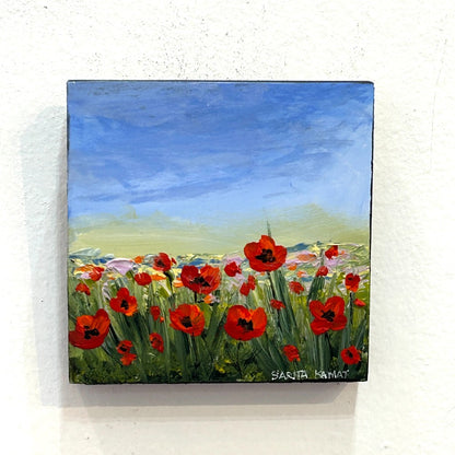 Where Poppies Dance – Original Acrylic Poppy Painting by Sarita Kamat|5533