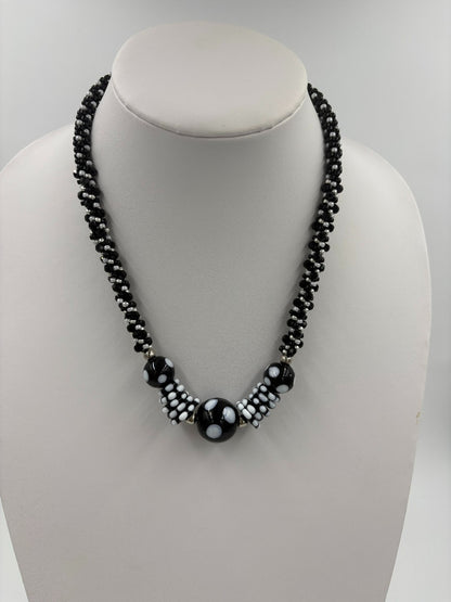 Black & White Polka Dot Necklace by Terry Nugent|3506
