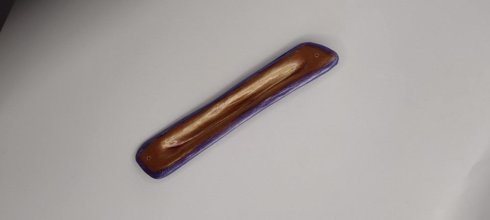 Bluish Purple Mezuzah with Amulet - by Rachael Gross|4852