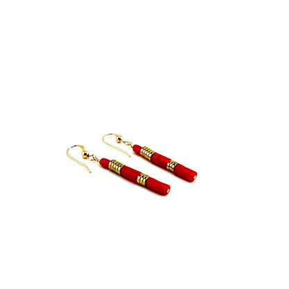 Coral and Hematite Earrings 4k gold filled|3482