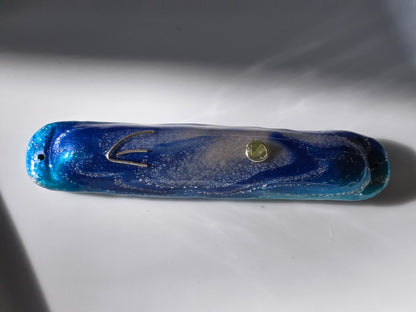 Blue, Green and Silver Mezuzah with Peridot - by Rachael Gross|4860