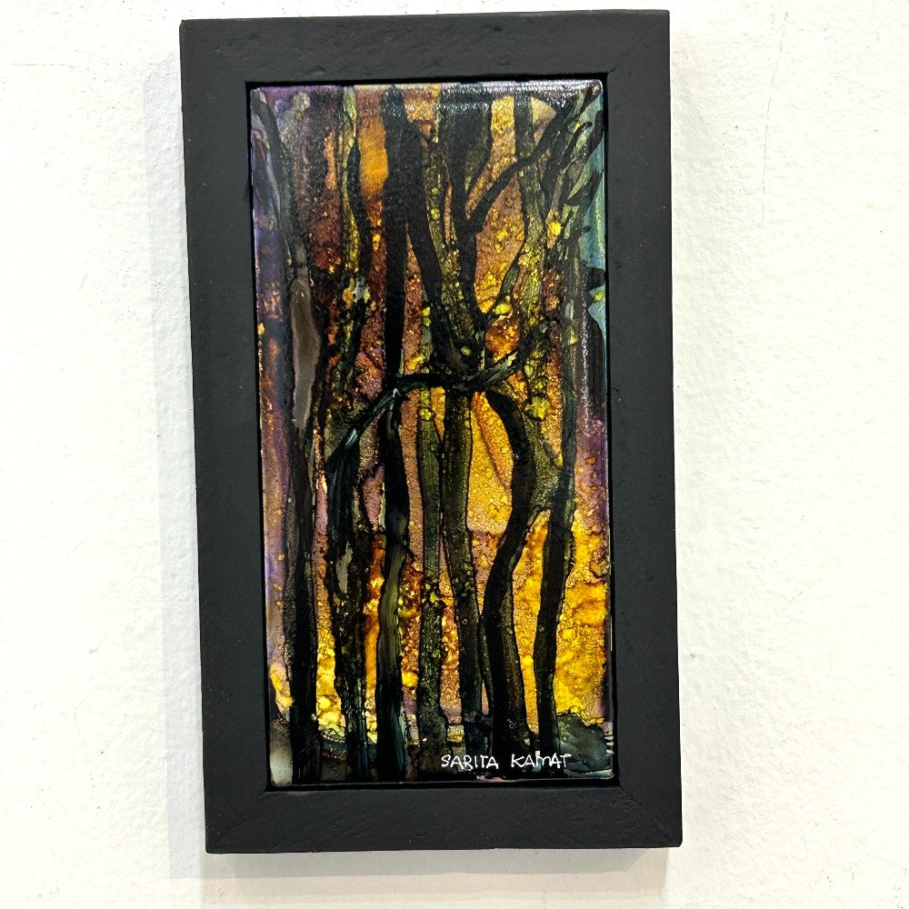 The Enchanted Forest #46 Original Alcohol Ink Forest Painting by Sarita Kamat|5089