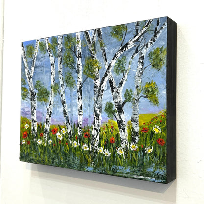 Wildflowers Among the Birches – Original Acrylic Painting by Sarita Kamat Designs|4684