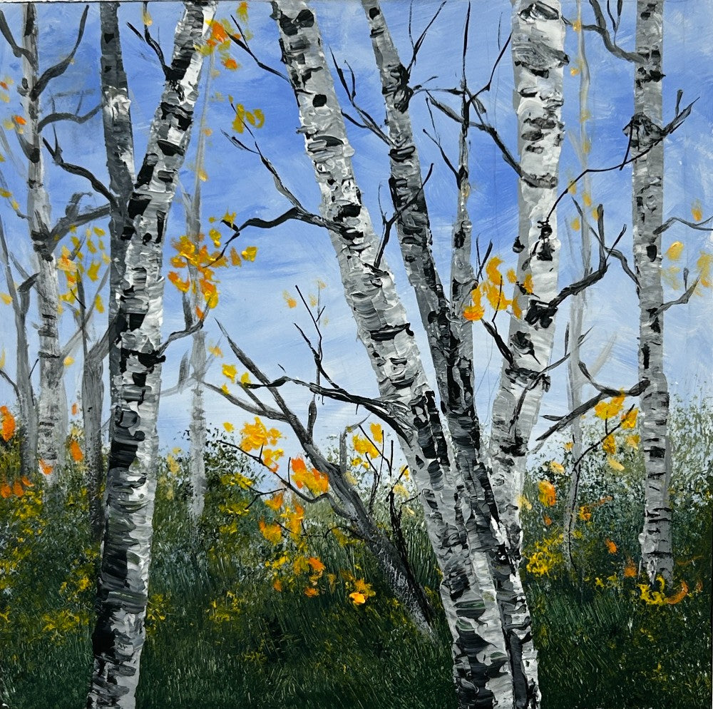 The Birch Forest #42 Golden Leaves  - by Sarita Kamat Designs|5148
