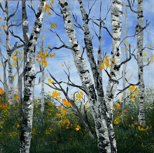 The Birch Forest #42 Golden Leaves  - by Sarita Kamat Designs|5148
