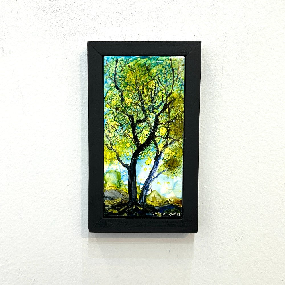 Rooted in Light - Original Alcohol Ink Forest Painting by Sarita Kamat|4724