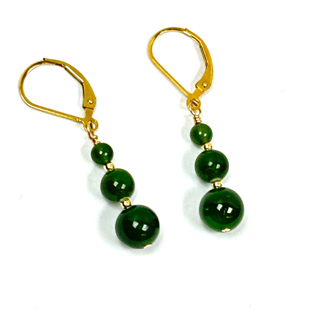 Genuine Russian Jade & 14k Gold-Filled Graduated Drop Earrings - by Sarita Kamat Designs|5707