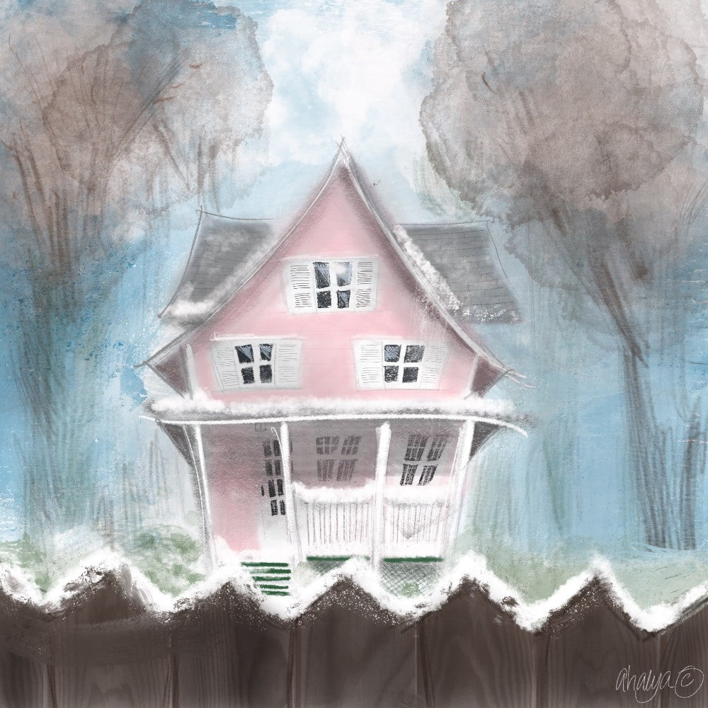Evanston Pink House Print (Framed) - by Ahalya Mandana|5327