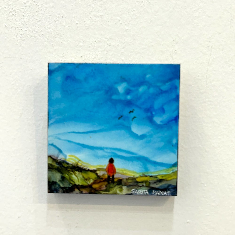 Beyond the Horizon - Original Alcohol Ink Painting - by Sarita Kamat Designs|5176
