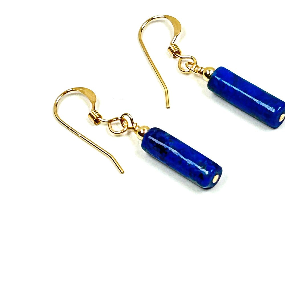 Lapis Lazuli Cylinder Earrings in 14k Gold-filled - by Sarita Kamat Designs|5523