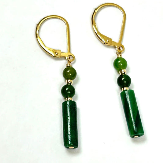 Green Jade Earrings, 14k goldfilled - by Sarita Kamat|4515