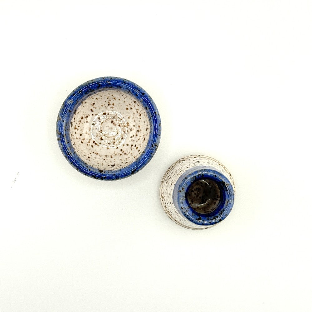 Ceramic Toothpick holder & small bowl set (Blue & White) by Frank Seter|3996