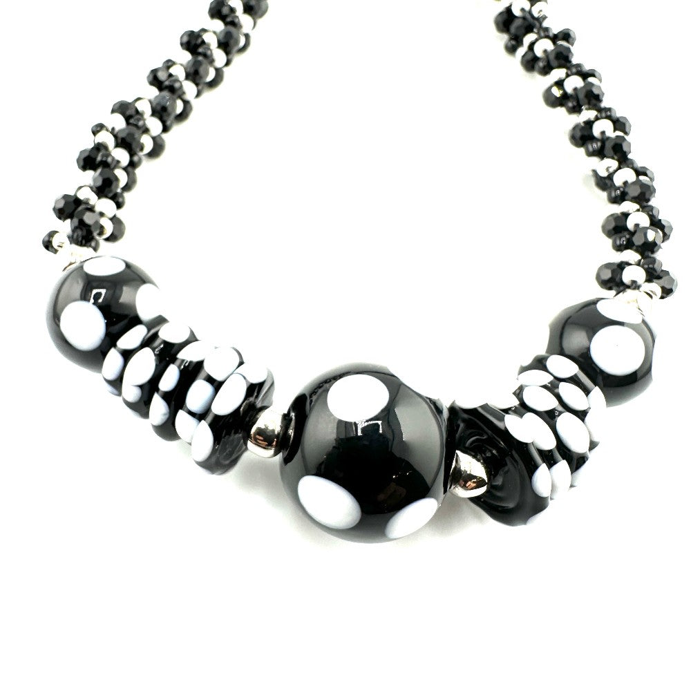 Black & White Polka Dot Necklace by Terry Nugent|3512