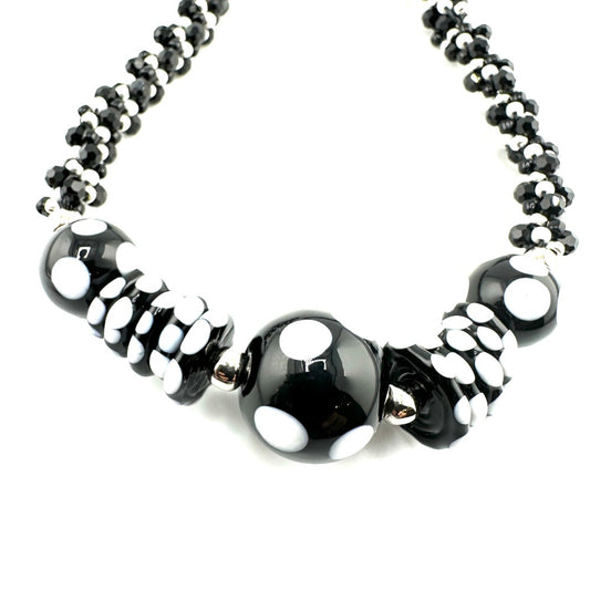 Black & White Polka Dot Necklace by Terry Nugent|3512