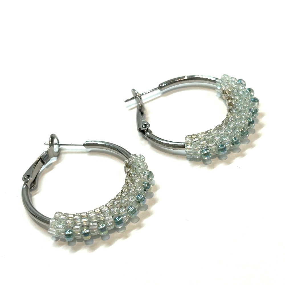 EARRINGS ICE BLUE PT TUBE HOOPS - by Shelby Koester|3788