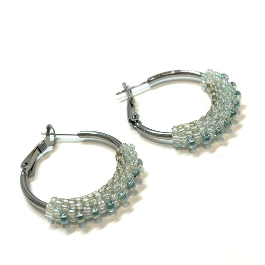 EARRINGS ICE BLUE PT TUBE HOOPS - by Shelby Koester|3788