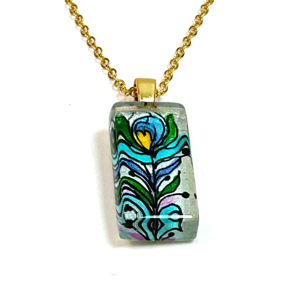 Peacock Feather Pendant Necklace 14k Gold filled - by Sarita Kamat Designs|4935
