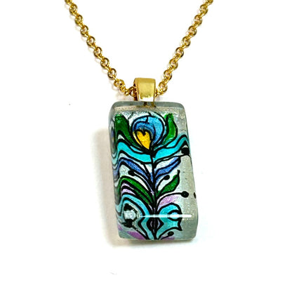 Peacock Feather Pendant Necklace 14k Gold filled - by Sarita Kamat Designs|4935