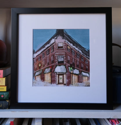 Evanston Brick Building Print (Framed) - by Ahalya Mandana|5339