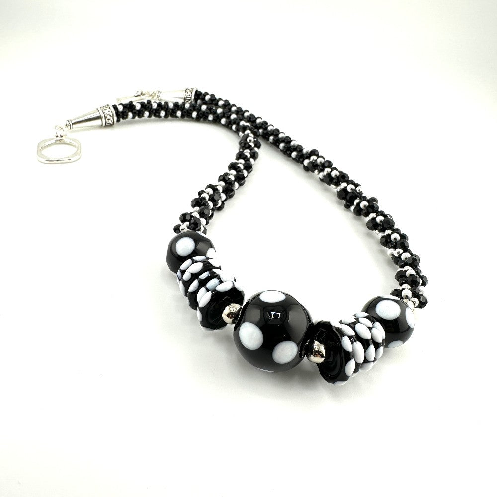 Black & White Polka Dot Necklace by Terry Nugent|3511