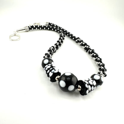 Black & White Polka Dot Necklace by Terry Nugent|3511