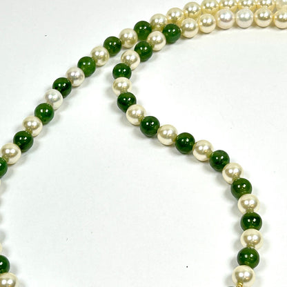 Jade and Freshwater Pearl with Sterling Silver accents Necklace - by Sarita Kamat Designs|4733