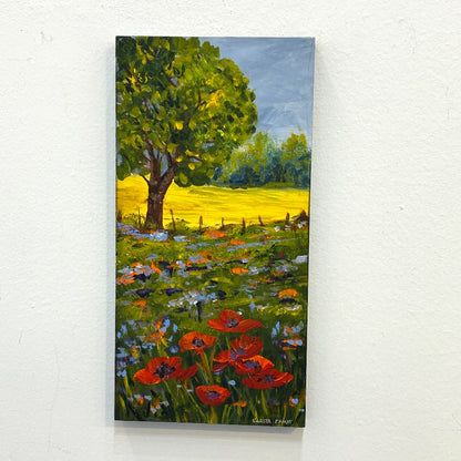 Where the Poppies Lead – Original Poppy Field Acrylic Painting by Sarita Kamat Designs|4686