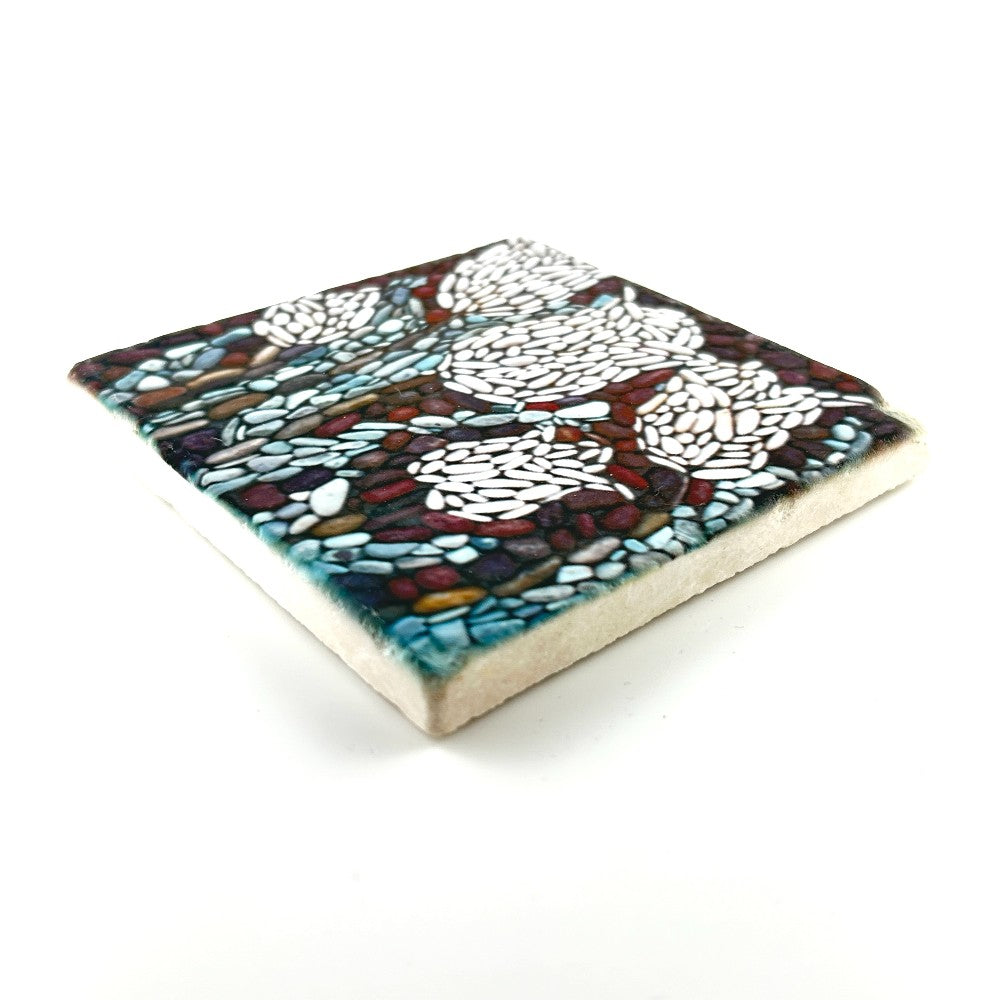 Tulips Pebble Mosaic Coaster - Made at Artem|4419