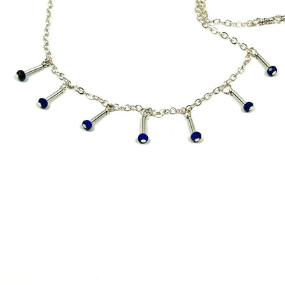 Lapis Lazuli Dangle Necklace in Sterling Silver - by Sarita Kamat Designs|5528