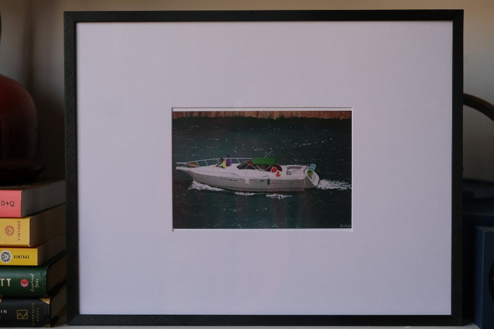 Boat on the Chicago River Print (Framed) - by Ahalya Mandana|5341