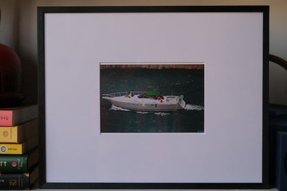 Boat on the Chicago River Print (Framed) - by Ahalya Mandana|5341