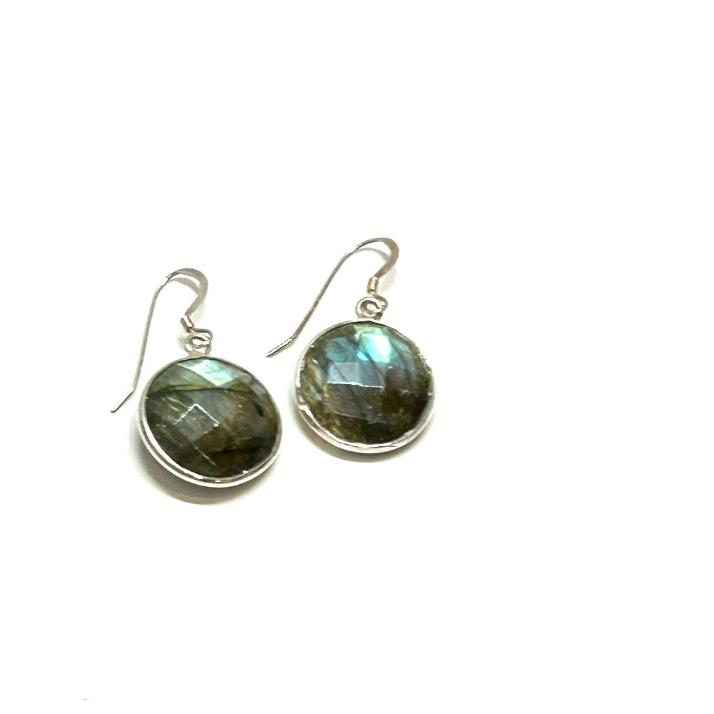 Labradorite Round Earrings SS - by Sarita Kamat|3850