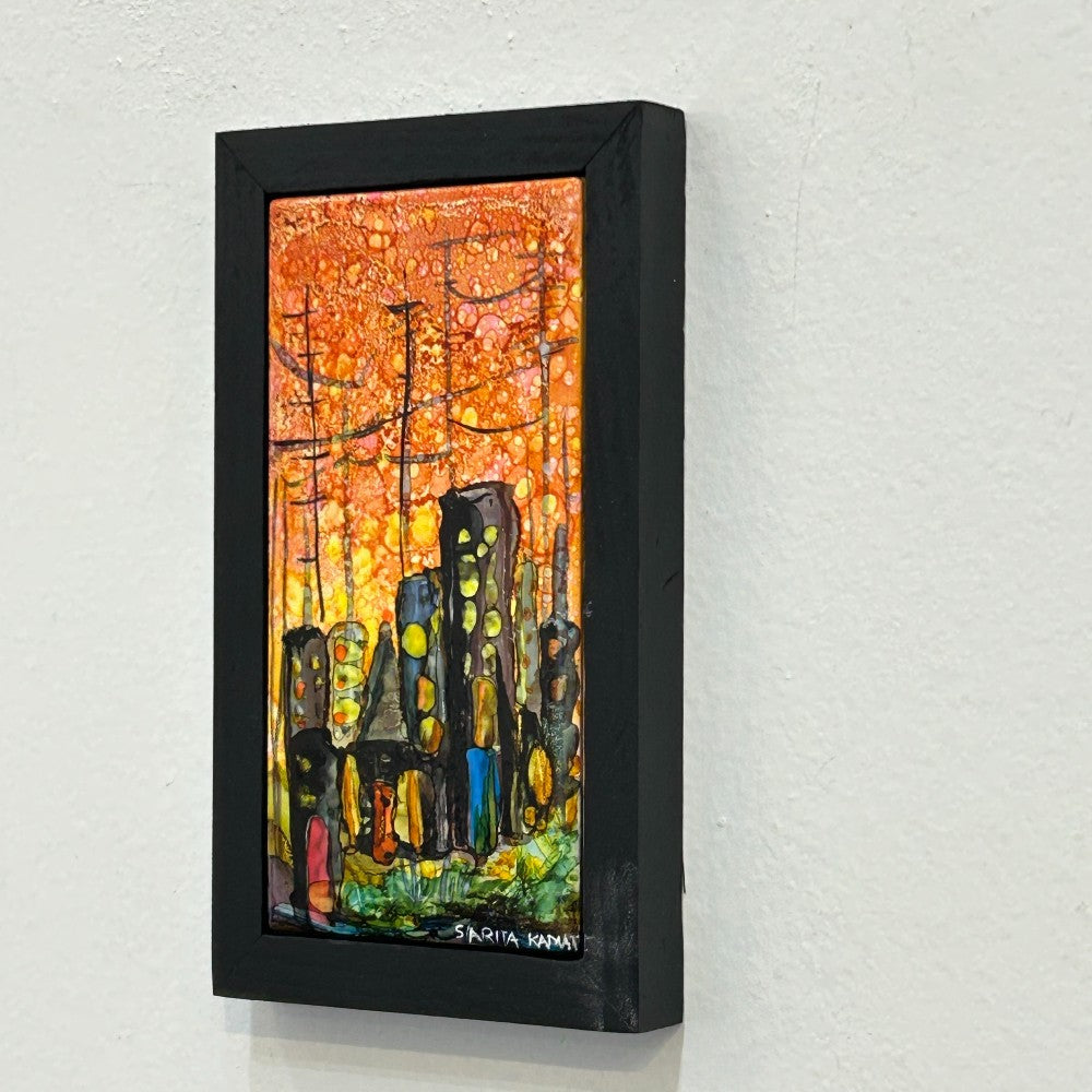 City Glow  - Alcohol Ink PAinting - by Sarita Kamat Designs|5053