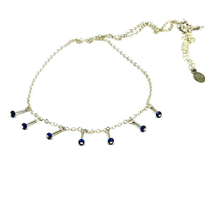 Lapis Lazuli Dangle Necklace in Sterling Silver - by Sarita Kamat Designs|5526