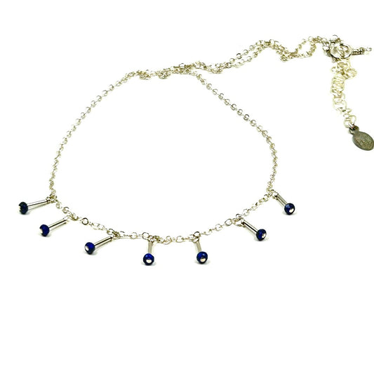 Lapis Lazuli Dangle Necklace in Sterling Silver - by Sarita Kamat Designs|5526