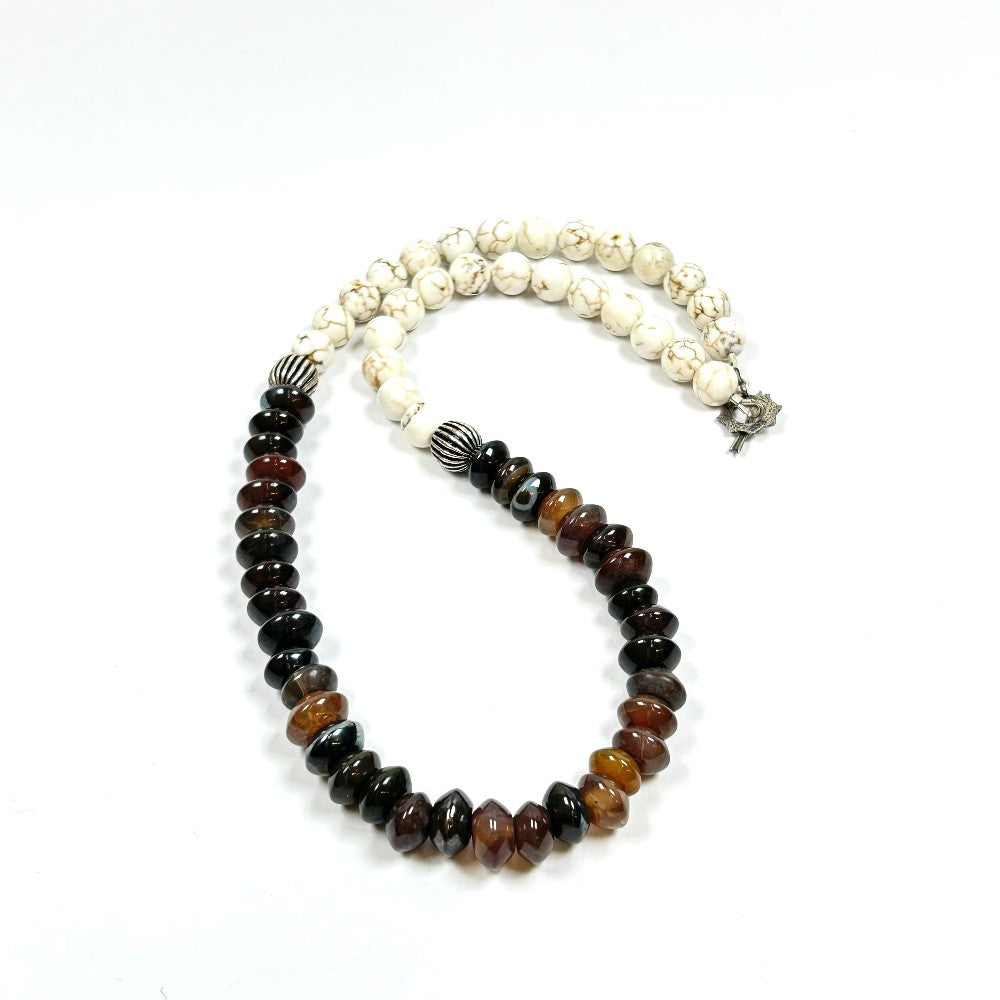 Agate & Howlite Gemstone Necklace – by Sarita Kamat Designs|4579