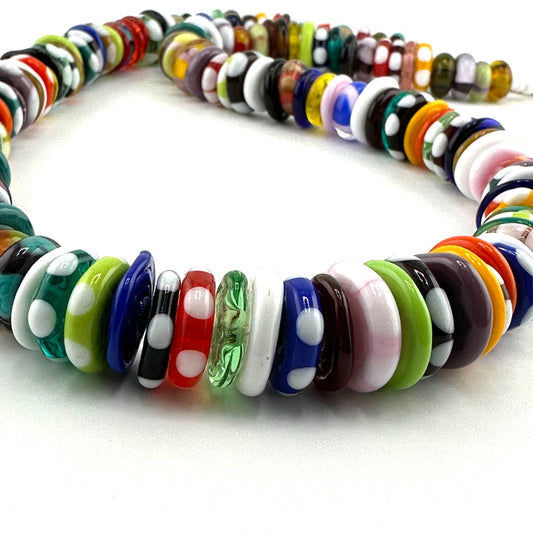Multicolor Glass Disc necklace - by Terry Nugent|3509
