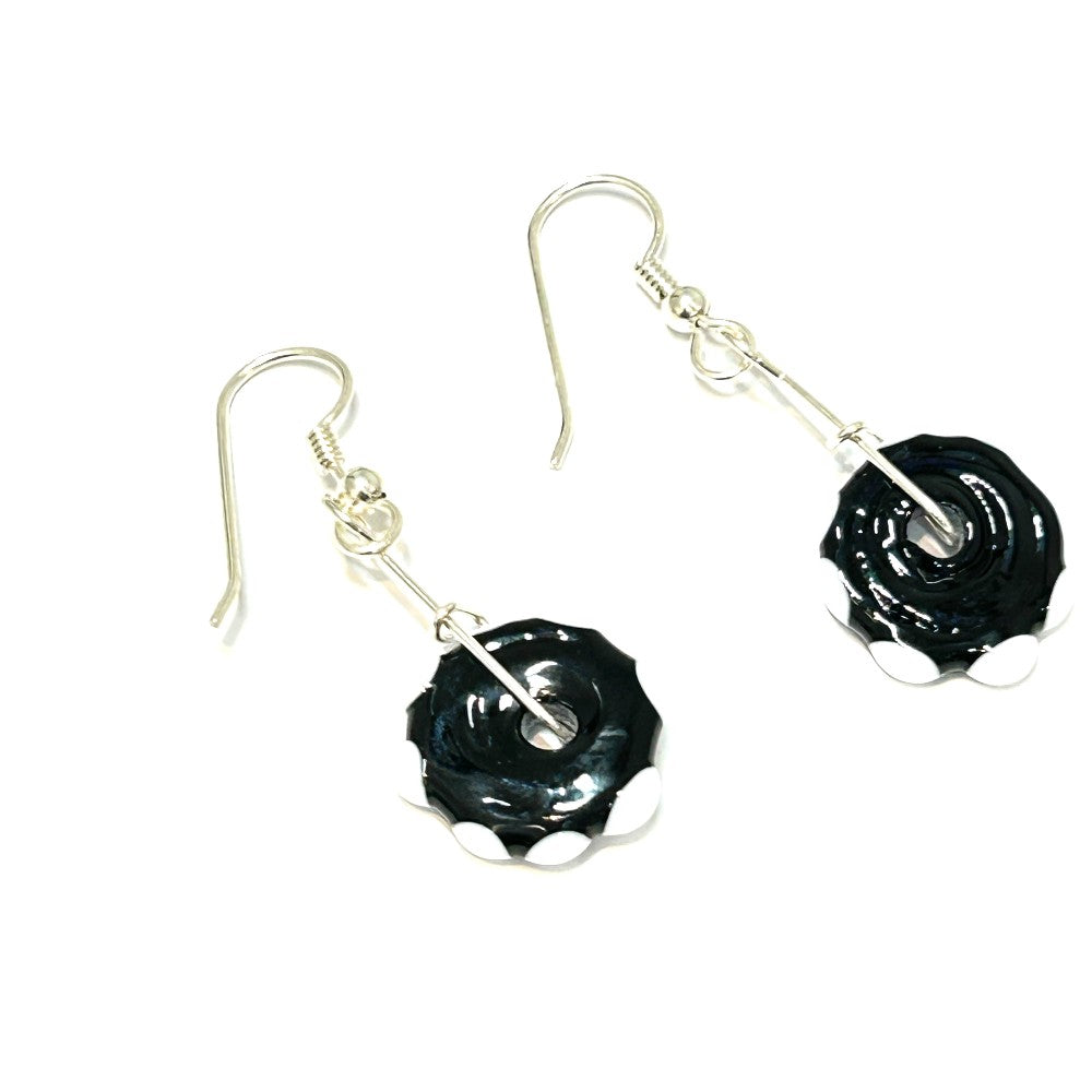 Black & White Polka Dot Disc Earrings by Terry Nugent|3727