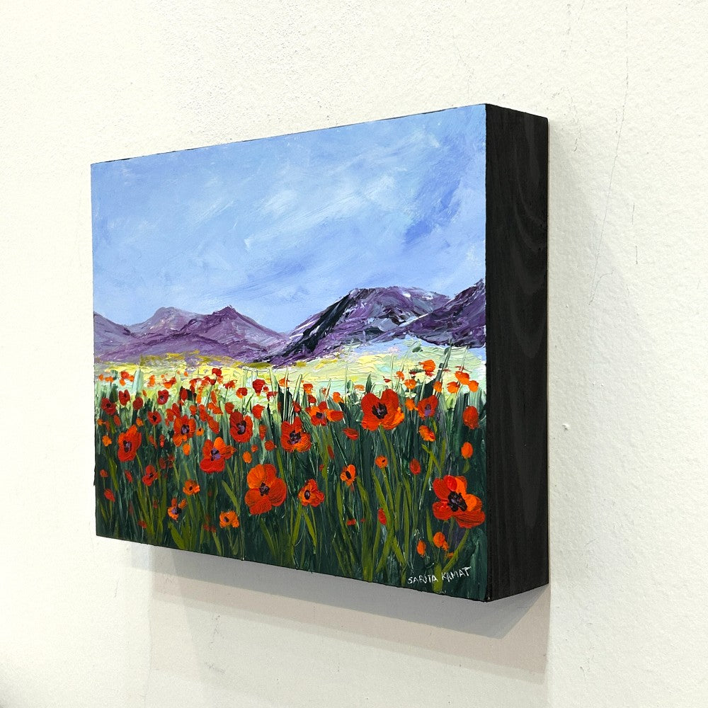 Poppies Beneath the Mountains – Original Acrylic Painting by Sarita Kamat|5529