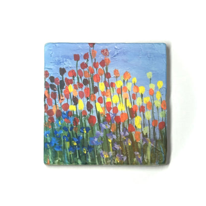 Marble Tile Coaster #3 Tulips