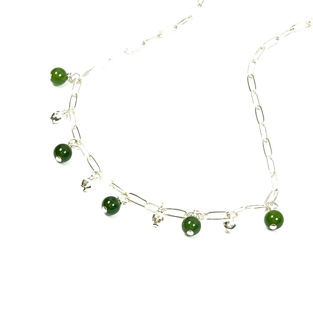 Jade & Sterling Silver Paperclip Charm Necklace –by  Sarita Kamat Designs|4609