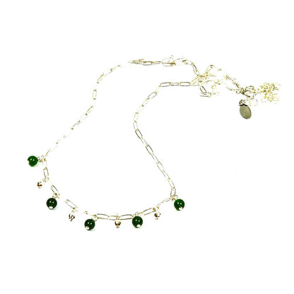 Jade & Sterling Silver Paperclip Charm Necklace –by  Sarita Kamat Designs|4608