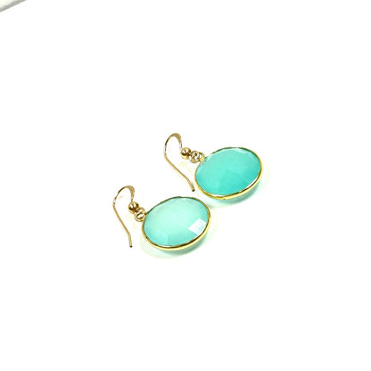 Sea Green Chalcedony Earrings 14k Gold Filled - by Sarita Kamat Designs|5269