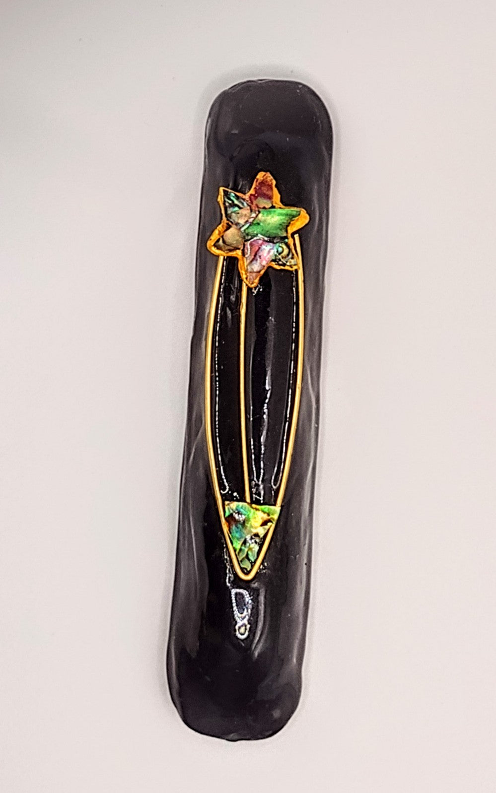 Black Mezuzah with Abalone Star of David by Rachael Gross|4872